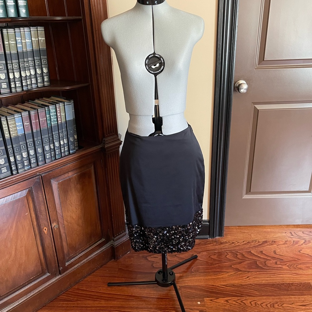 NWT Talbots Black Sequin Embellished Pencil Skirt